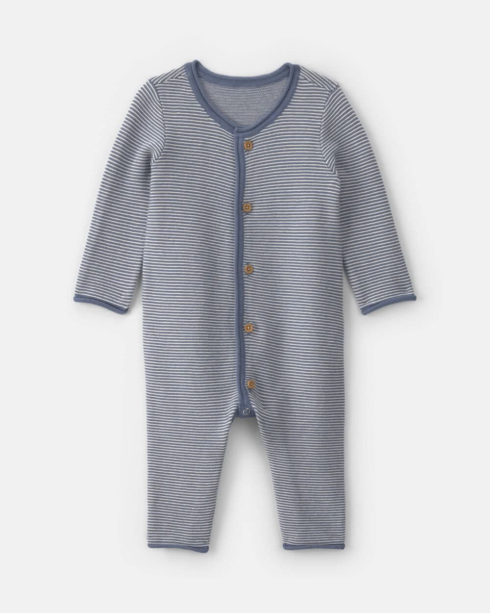 Baby Boy Striped Long-Sleeve Jumpsuit - Navy Blue - Blue - 18M