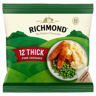Richmond 12 Thick Frozen Pork Sausages 516g
