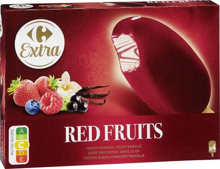 Glaces fruits rouges CARREFOUR EXTRA - la boite de 4 - 306g