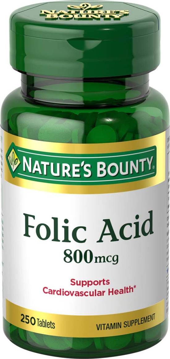 Nature's Bounty Folic Acid Tablets 800mcg, 250CT