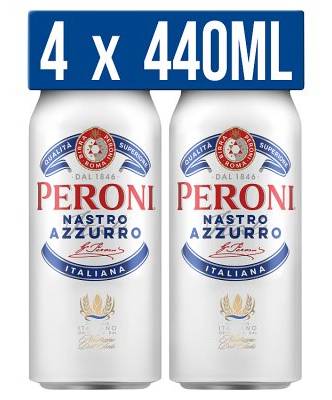 Peroni Nastro Azzurro Beer (4 x 440ml)