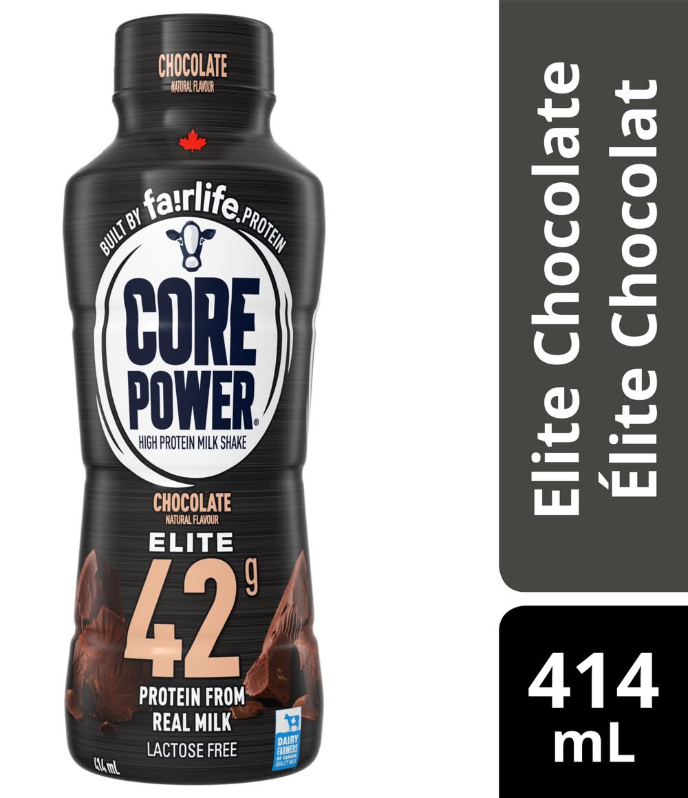 Core power boisson frappée au lait riche en protéines - high protein milk shake, elite chocolat (414ml)