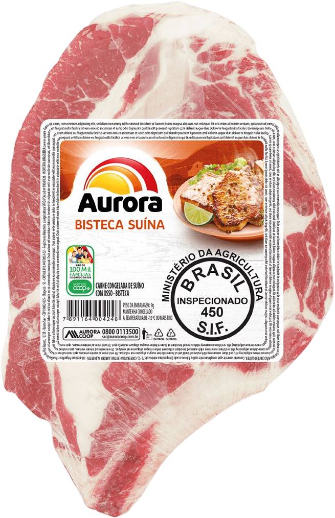 Aurora Alimentos Bisteca suína congelada fatiada (Embalagem 1 kg aprox )