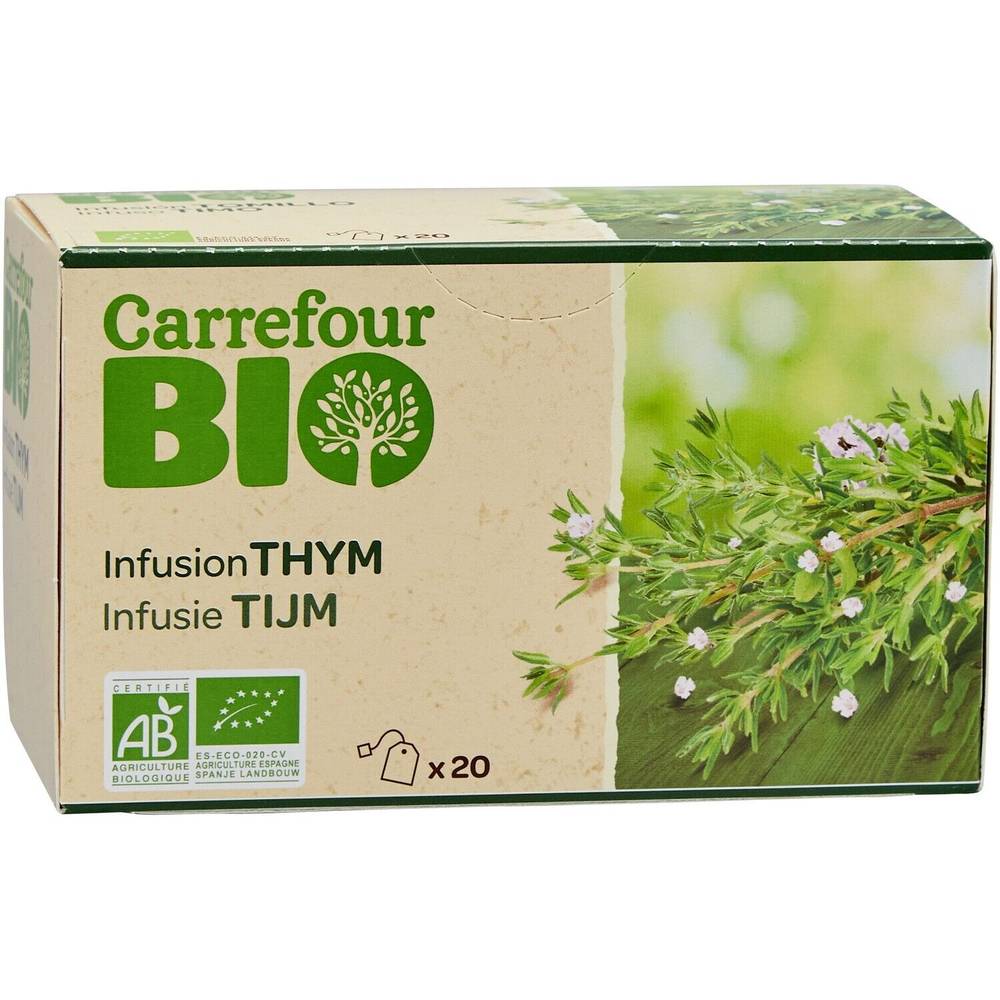 Infusion thym CARREFOUR BIO - la boite de 20 sachets - 24g