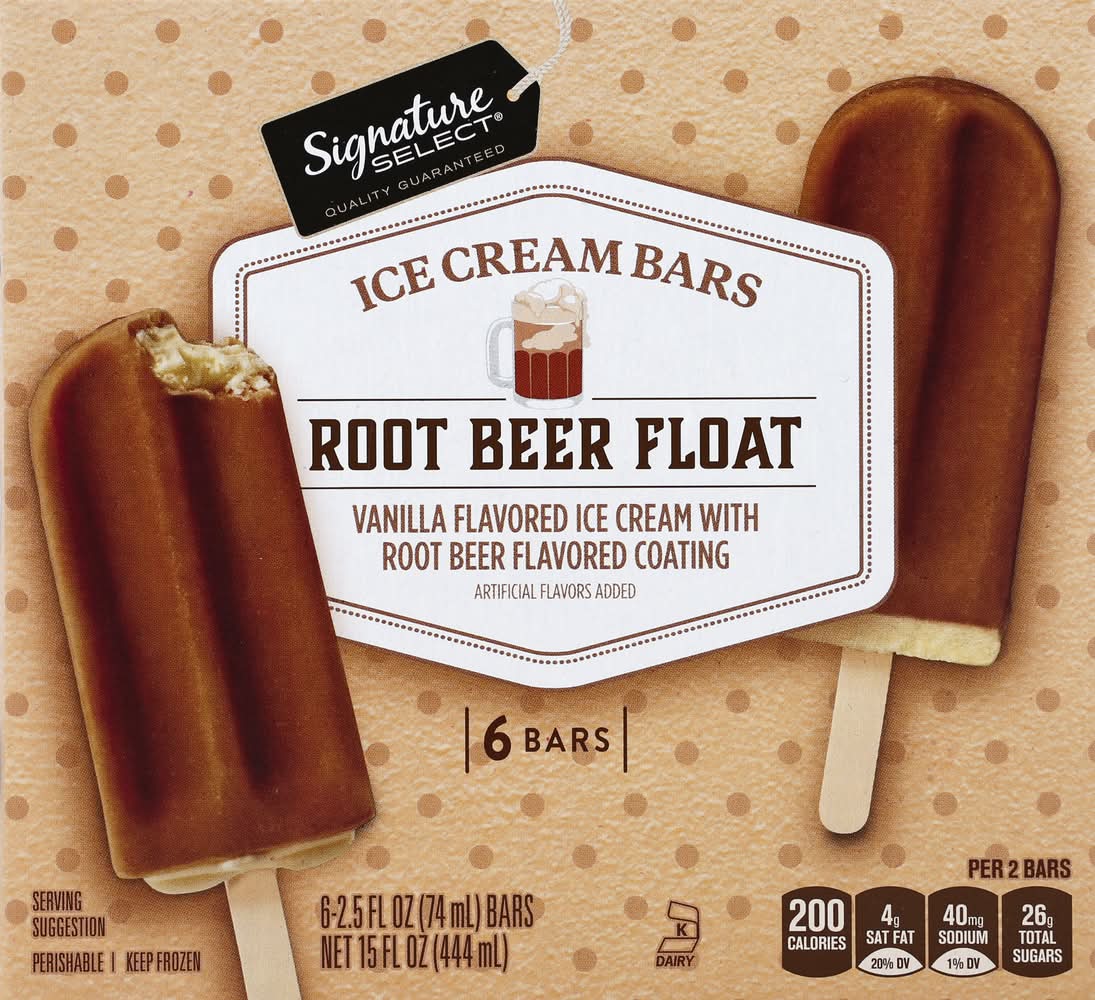 Signature Select Ice Cream Bars, Root Beer Float (6 x 2.5 fl oz)