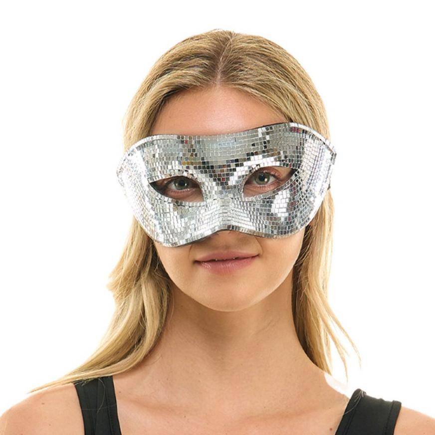 Party City Mirrored Masquerade Eye Mask, Silver