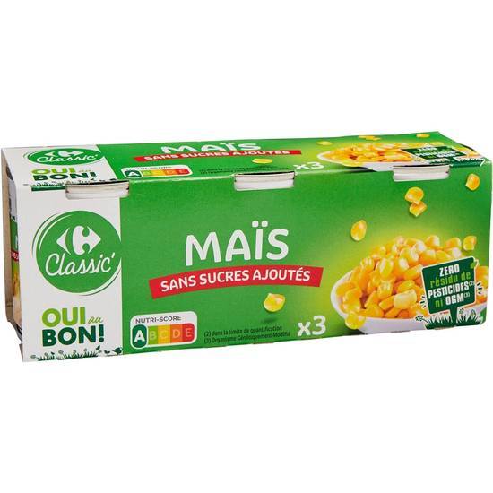 Carrefour Classic' - Grains de maïs doux sans sucre ajoutés (3 pièces)