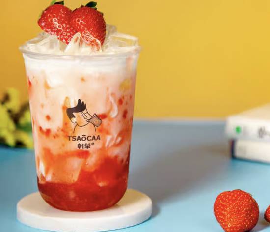 Strawberry Purée Milk with Bubble (Medium)