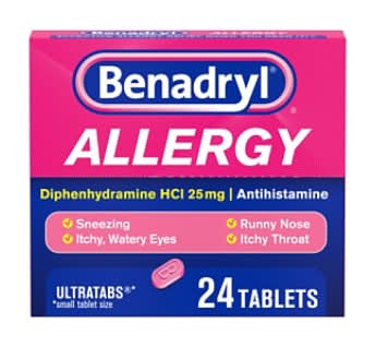 Benadryl Ultratabs Diphenhydramine Allergy Relief Tablets 25 mg (24 ct)