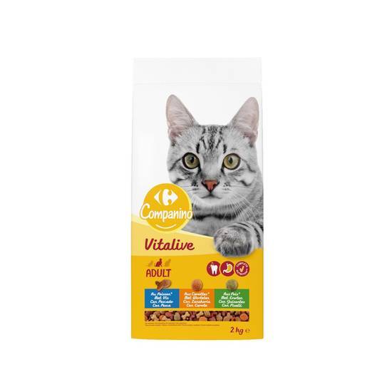 Carrefour Companino - Croquettes pour chat adulte (poisson - carottes - pois)