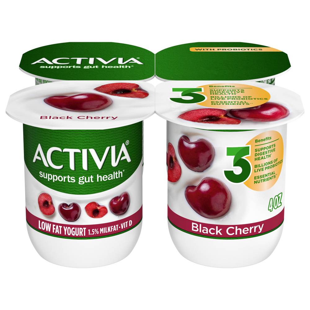 Activia Black Cherry Probiotic Lowfat Yogurt (4 ct)