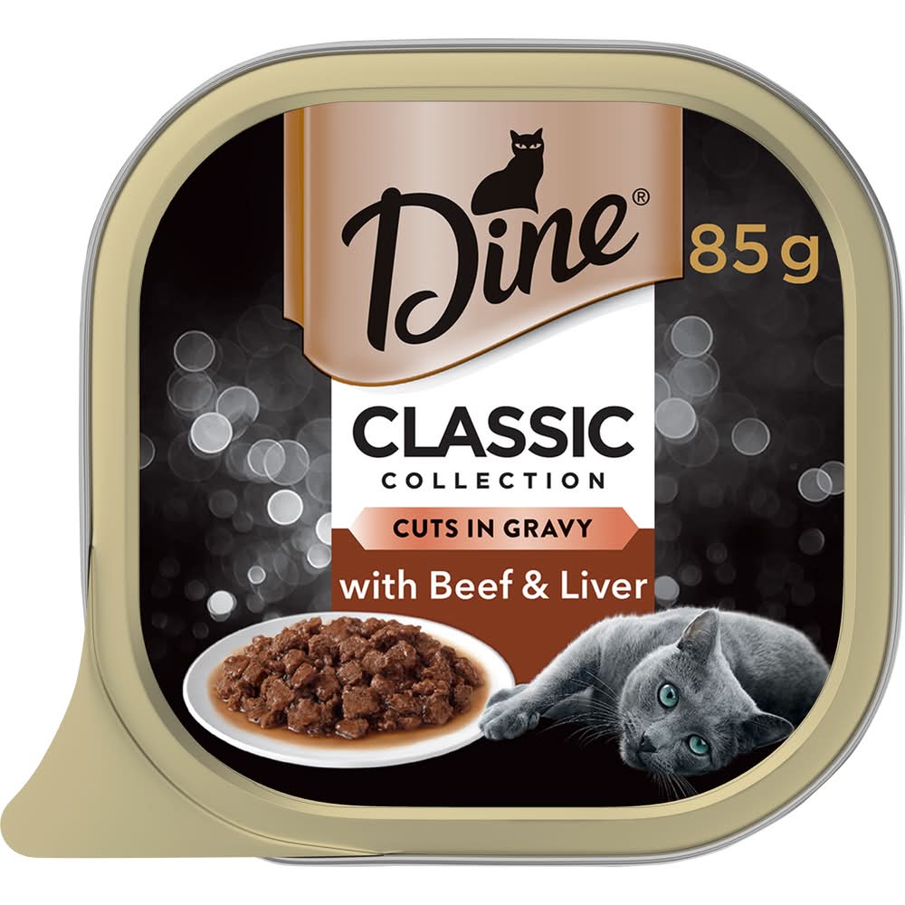 Dine Wet Cat Food Beef & Liver in Gravy Tray (85g)