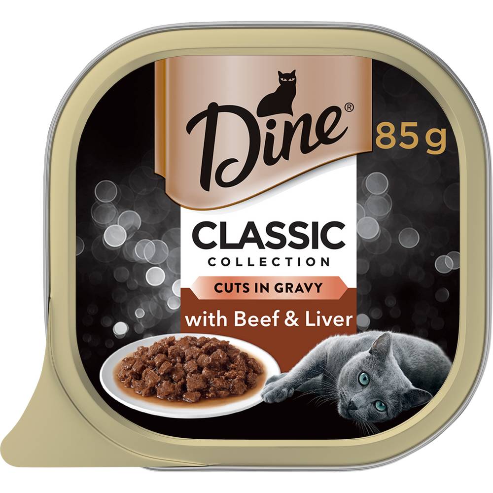Dine Wet Cat Food Beef & Liver in Gravy Tray (85g)