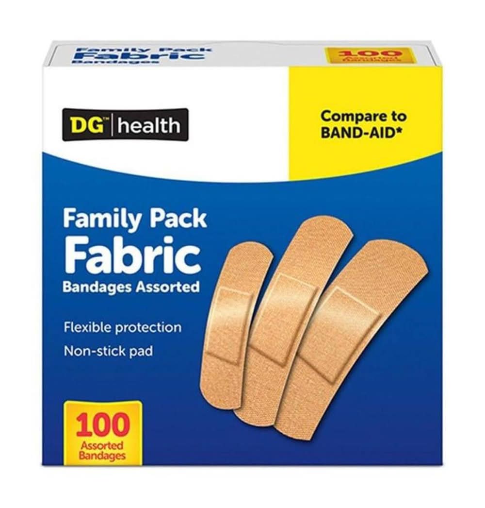 Dg Health Family Pack Fabric Bandages Assorted 100 Ct