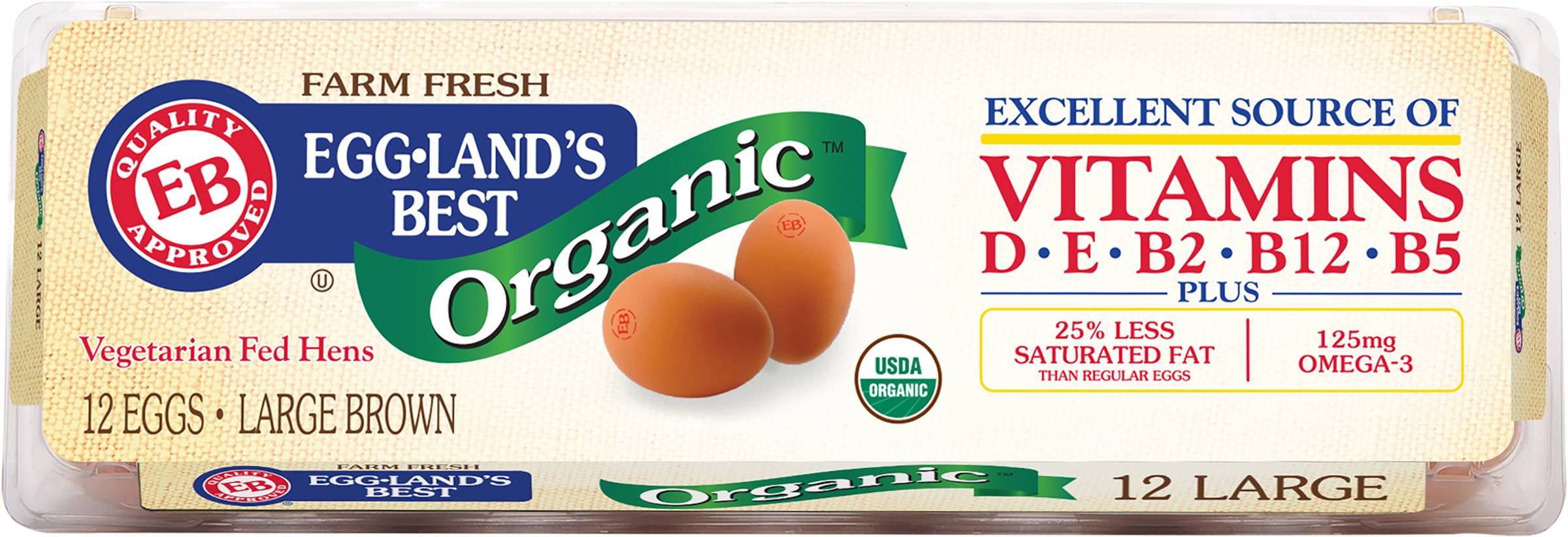 Eggland's Best Organic Farm Fresh Eggs, Large, Brown (1.5 lbs, 12 ct)