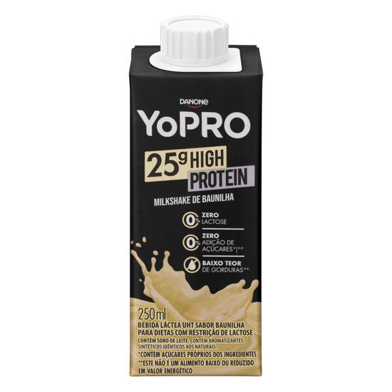 Yopro bebida láctea uht sabor milkshake de baunilha 25g high protein (250 ml)