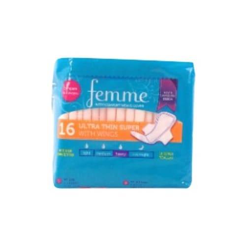 Femme Regular Flow Ultra Thin Pads With Wings (16 ct)