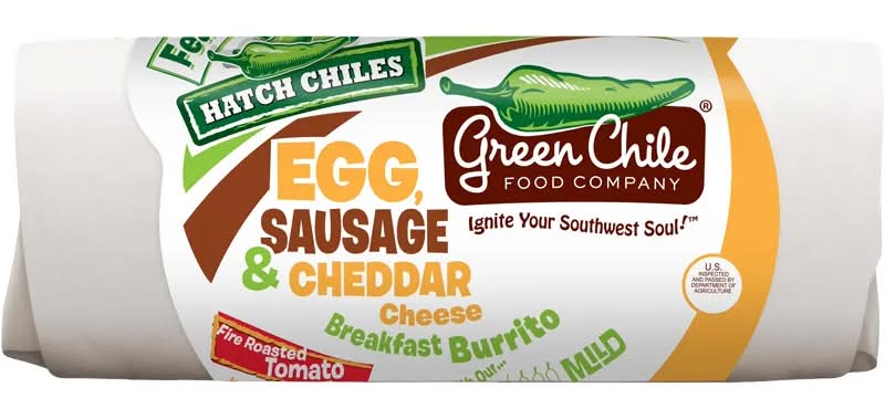 Green Chile Egg Sausage & Cheddar Cheese Breakfast Mild Burrito