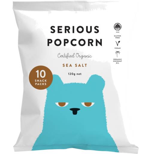 Serious Popcorn Snack pack, Sea Salt (120g, 10 pack)