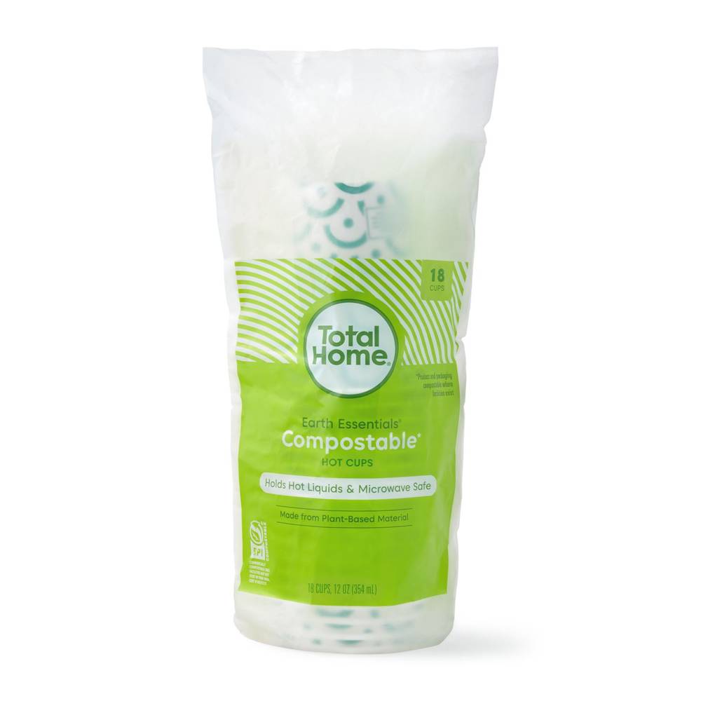 Total Home Earth Essentials Compostable Hot Cups (18 ct)