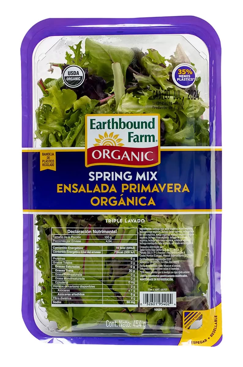 Earthbound Farm · Spring mix ensalada primavera orgánica (454 g)