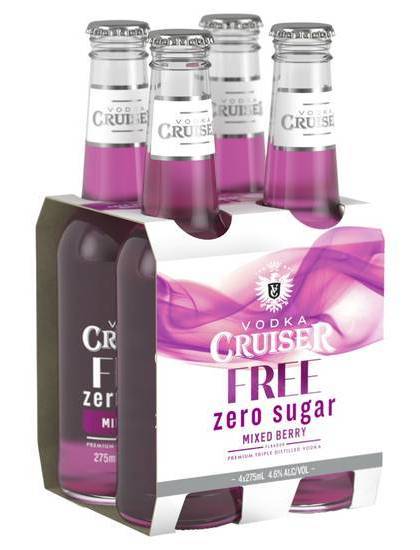 Vodka Cruiser Sugar Free Mixed Berry Bottle 275ml (4 Pack)