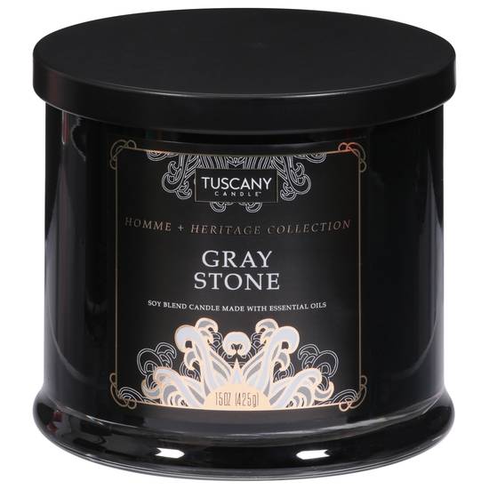 Tuscany Candle Homme + Heritage Collection Soy Blend Candle, Gray Stone (15 oz)