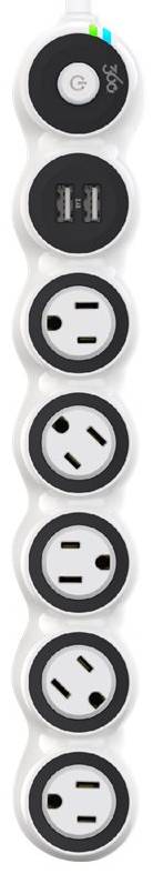 360 Electrical Surge Protector Power Strip With Usb Ports, White - Black