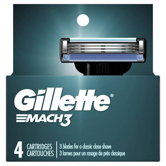 Gillette Mach3 3-Blade Razor Blade Refills, 4 CT