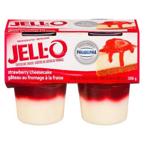 Jell-o goûters au gâteau au fromage à la fraise (4x99g) - strawberry cheesecake snack (4 x 99 g)