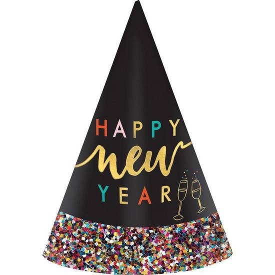 Multicolor Glitter-Dipped New Year's Cardstock Party Hat, 9in