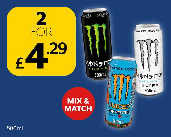 Monster 500ml 2 for £4.29