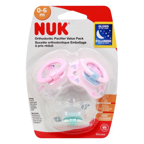 Nuk 0-6 Months Orthodontic Silicone Pacifier (3 ct)