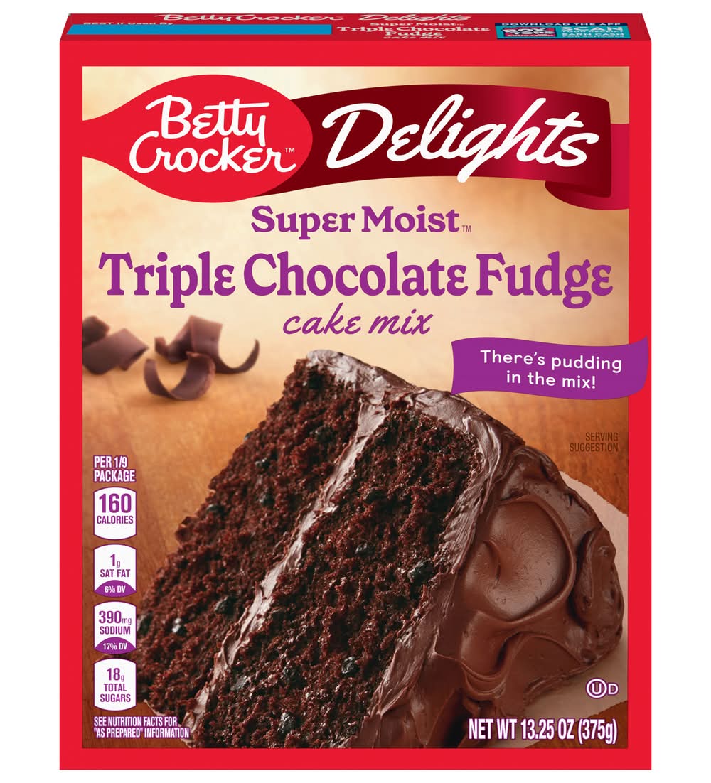Betty Crocker Delights Super Moist Cake Mix, Triple Chocolate Fudge (13.25 oz)
