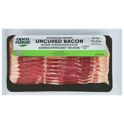 Open Nature Uncured Bacon Applewood Smoked 12 Oz