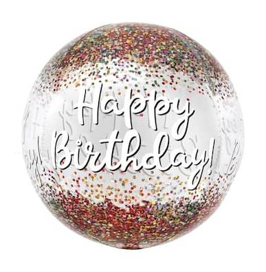 Inflated Anagram Balloons Happy Birthday Sequins, Silver