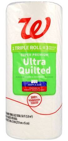 Walgreens Ultra Quilted Super Premium Paper Towels, 27.9X15 cm (3 ct)