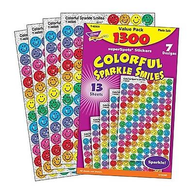 TREND enterprises Colorful Sparkle Smiles Superspots Stickers Value pack (1300 ct)