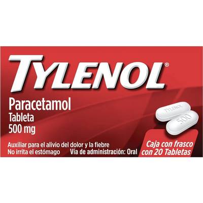 TYLENOL Paracetamol 500MG 20 Tabletas
