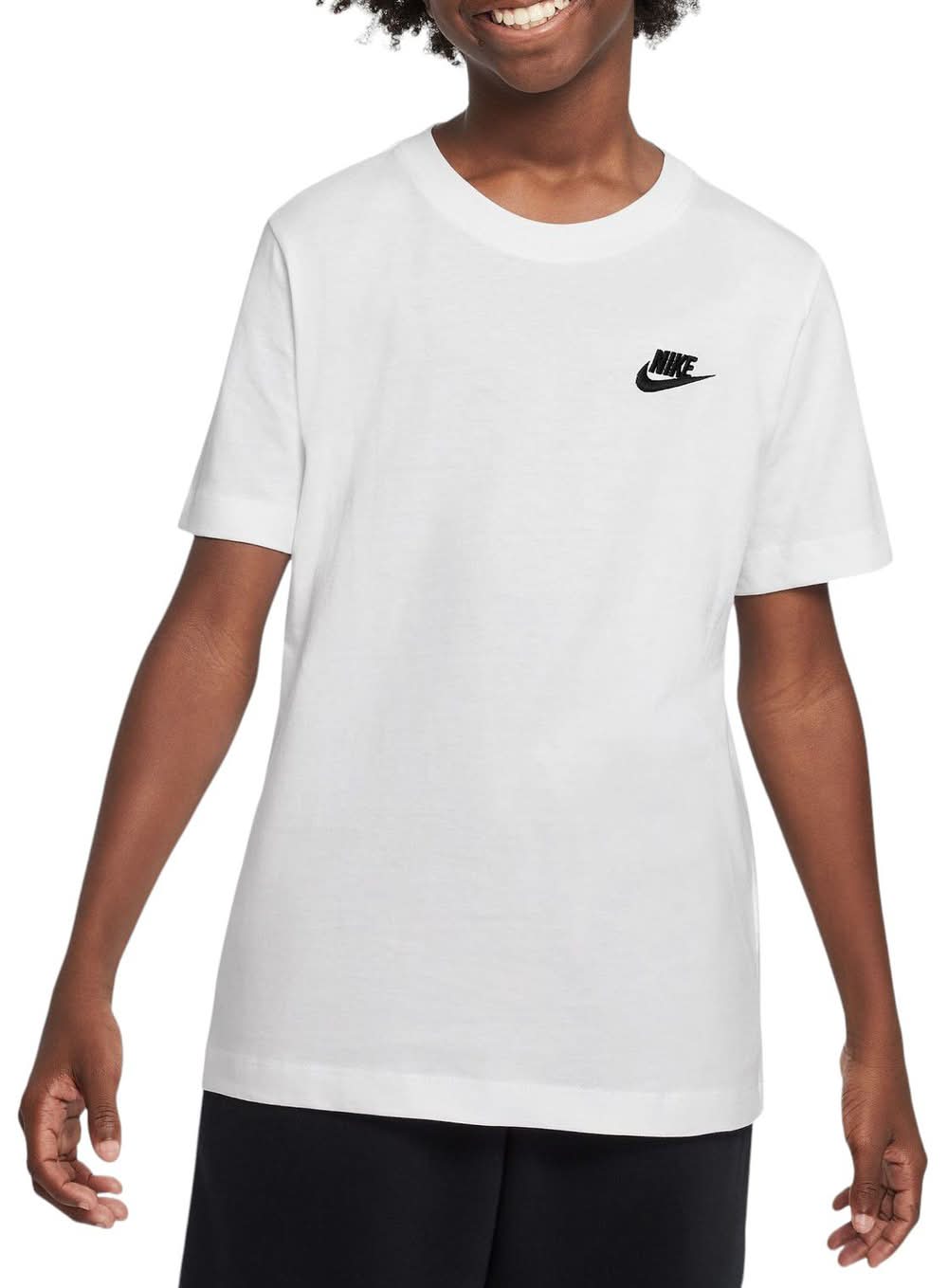 Nike Kids' Sportswear Embroidered Futura T-Shirt (White, L)