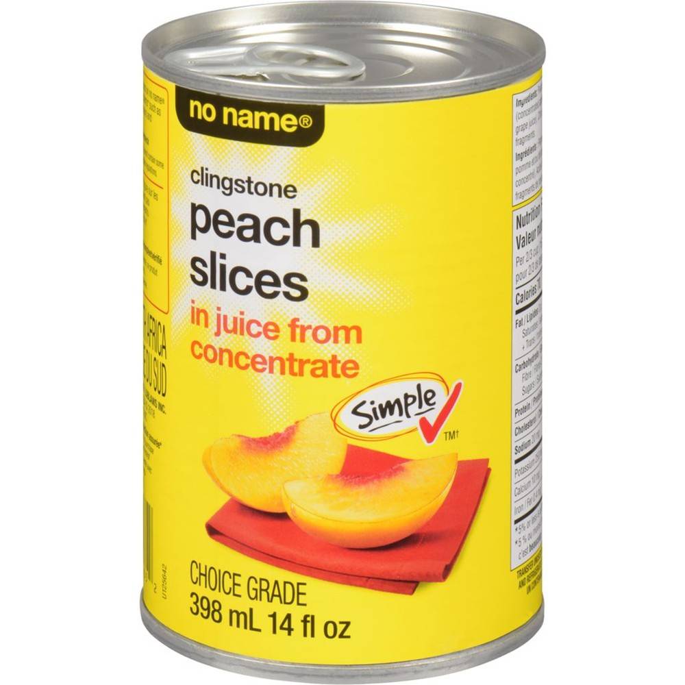 No Name Clingstone Peach Slices in Juice From Concentrate (398 g)