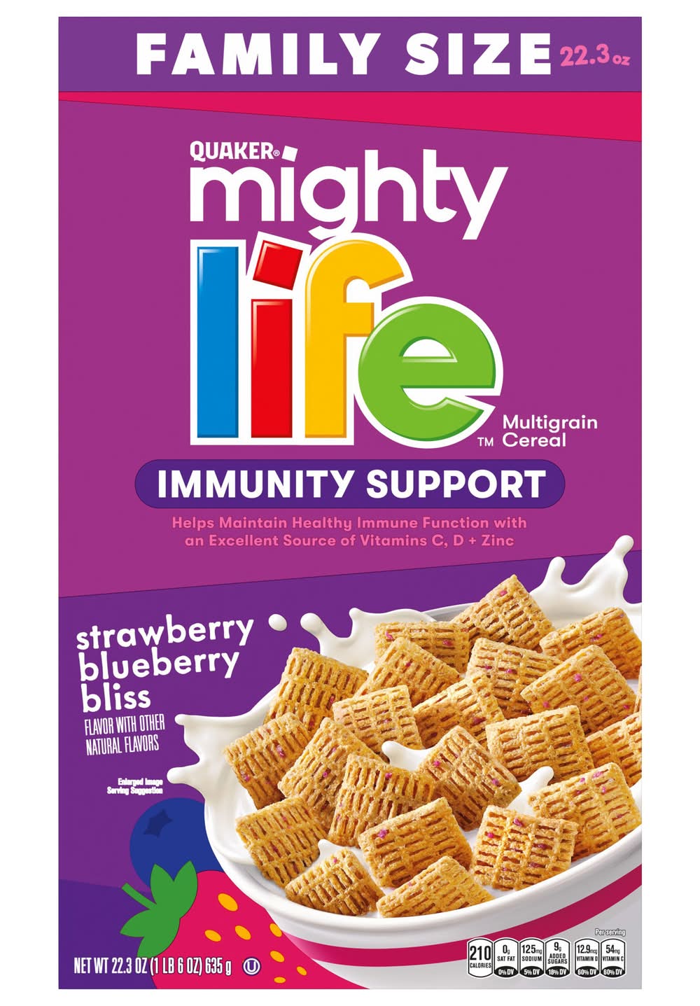 Quaker Mighty Life Multigrain Cereal, Strawberry - Blueberry (22.3 oz)