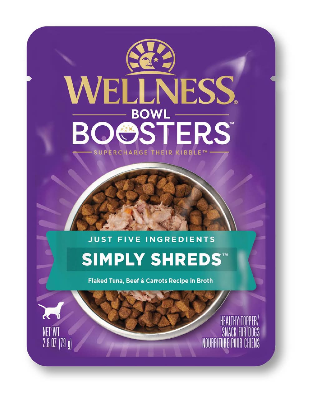 Wellness Bowl Boosters Simply Shreds Tuna Beef & Carrot Dog Food Topper (12 x 2.8 oz)