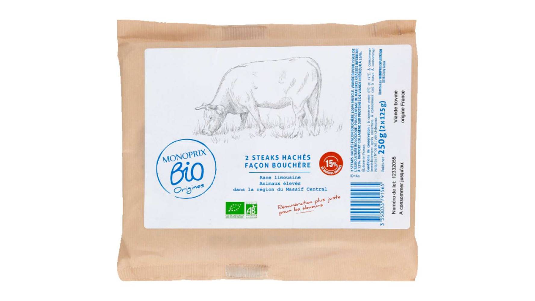 Monoprix Bio - Steaks hachés façon bouchère