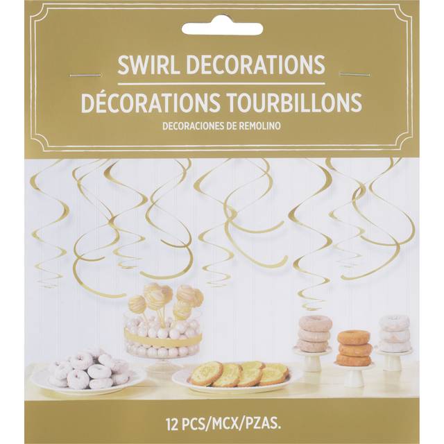 Party City Decorations Swirl, 22 in, Gold (12 ct)