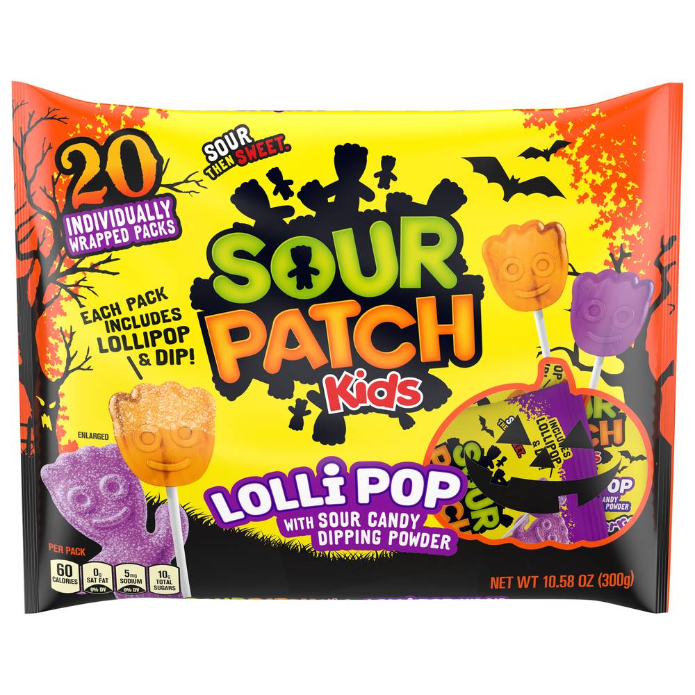 Sour Patch Kids Raspberry Lollipop With Sour Candy Dipping Powder