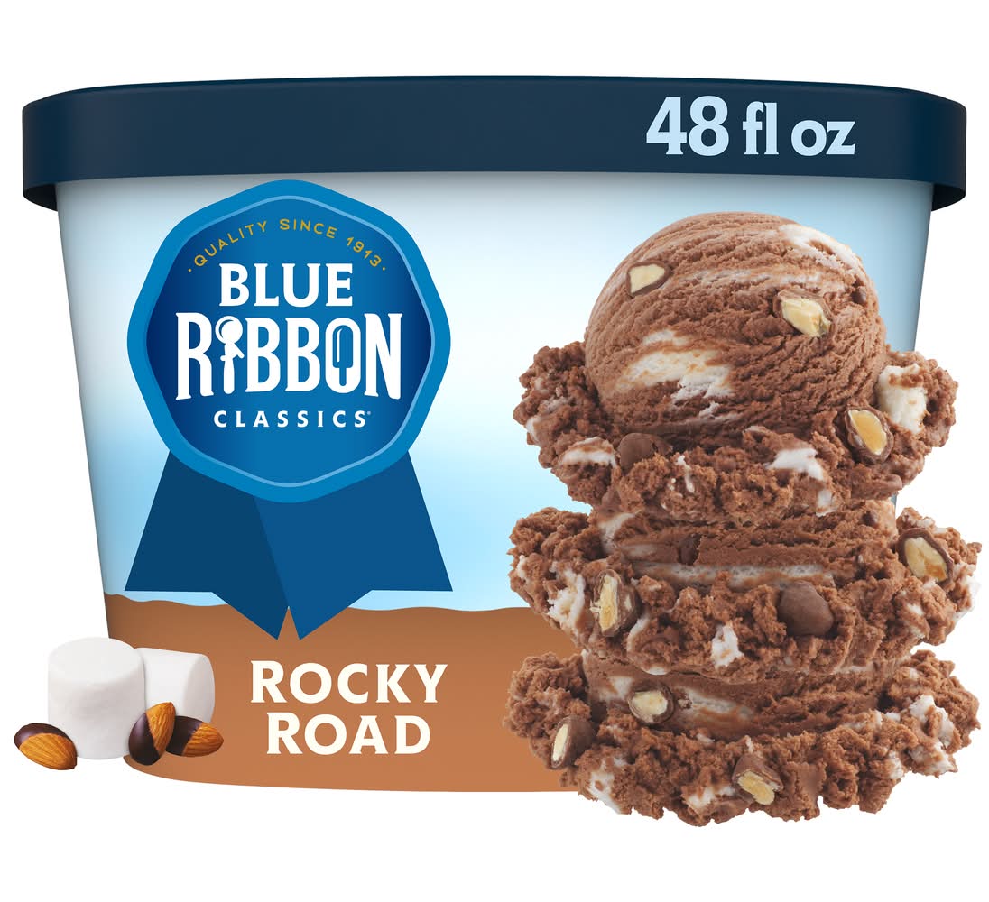 Blue Ribbon Classics Ice Cream, Rocky Road (48 fl oz)
