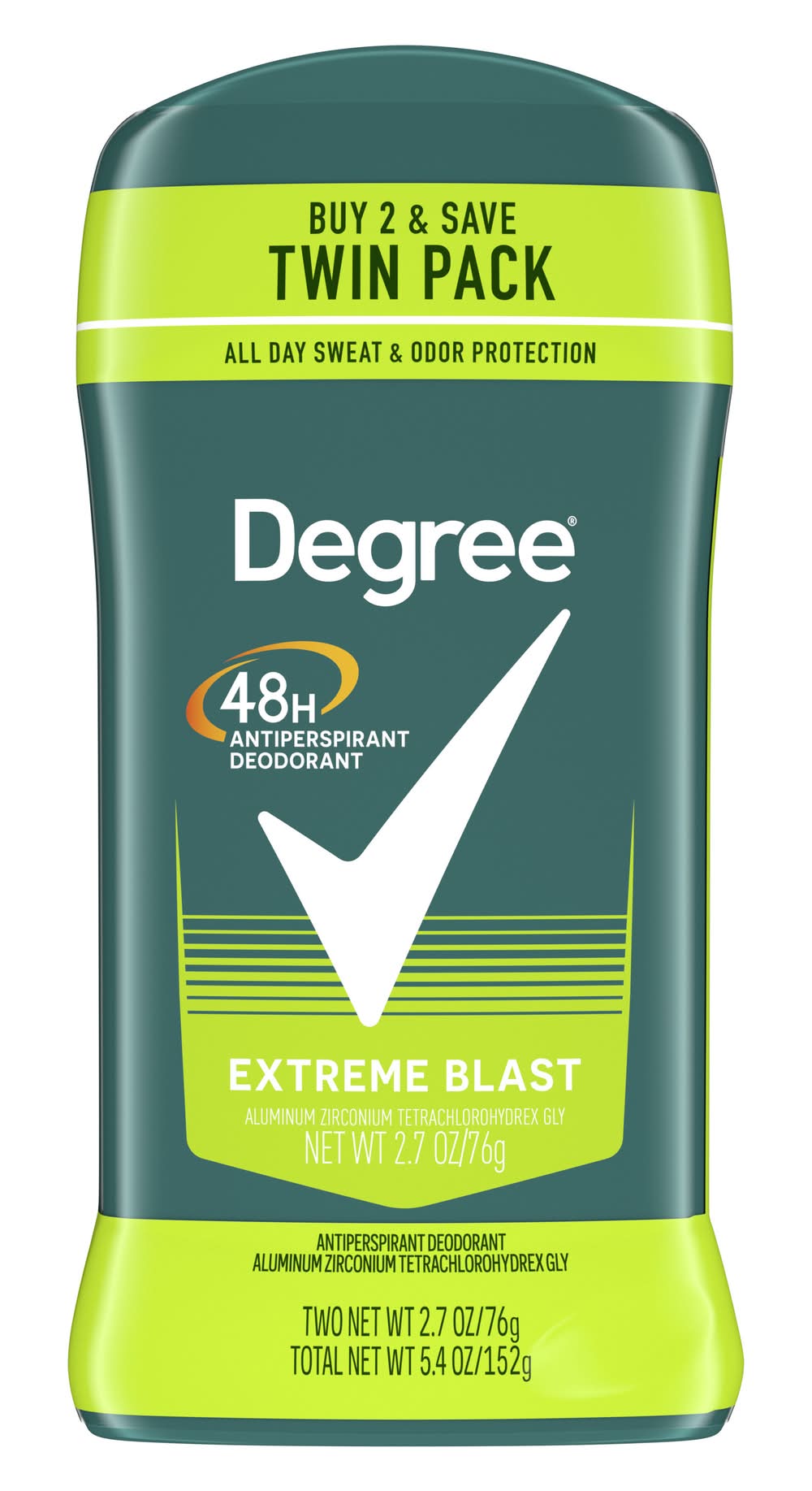 Degree Extreme Blast 48 Hr Antiperspirant Deodorant, Men (2 x 2.7 oz)