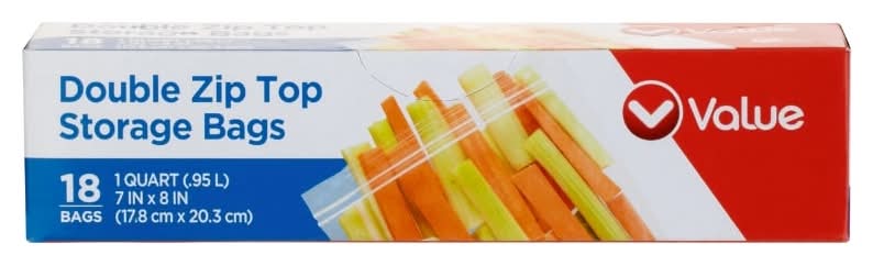 Value Zip Top Freezer Bags 1 Quart, 7x8 in (14 ct)