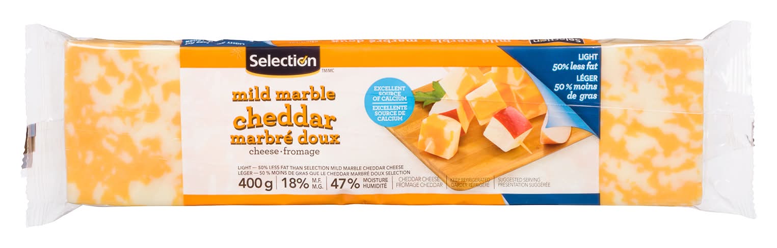 Selection fromage cheddar marbré doux 21% mg - mild marble cheddar cheese 21% mf